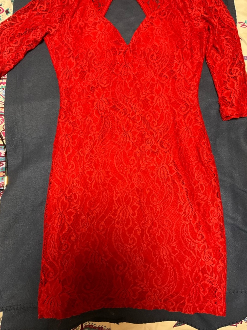 Lulu's Red Lace V-Neck Mini Dress